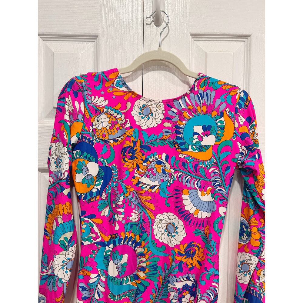 Kate Spade Pink Sea Garden Long Sleeve One Piece Rash Guard Swimsuit Size M NWT - Picture 2 of 8
